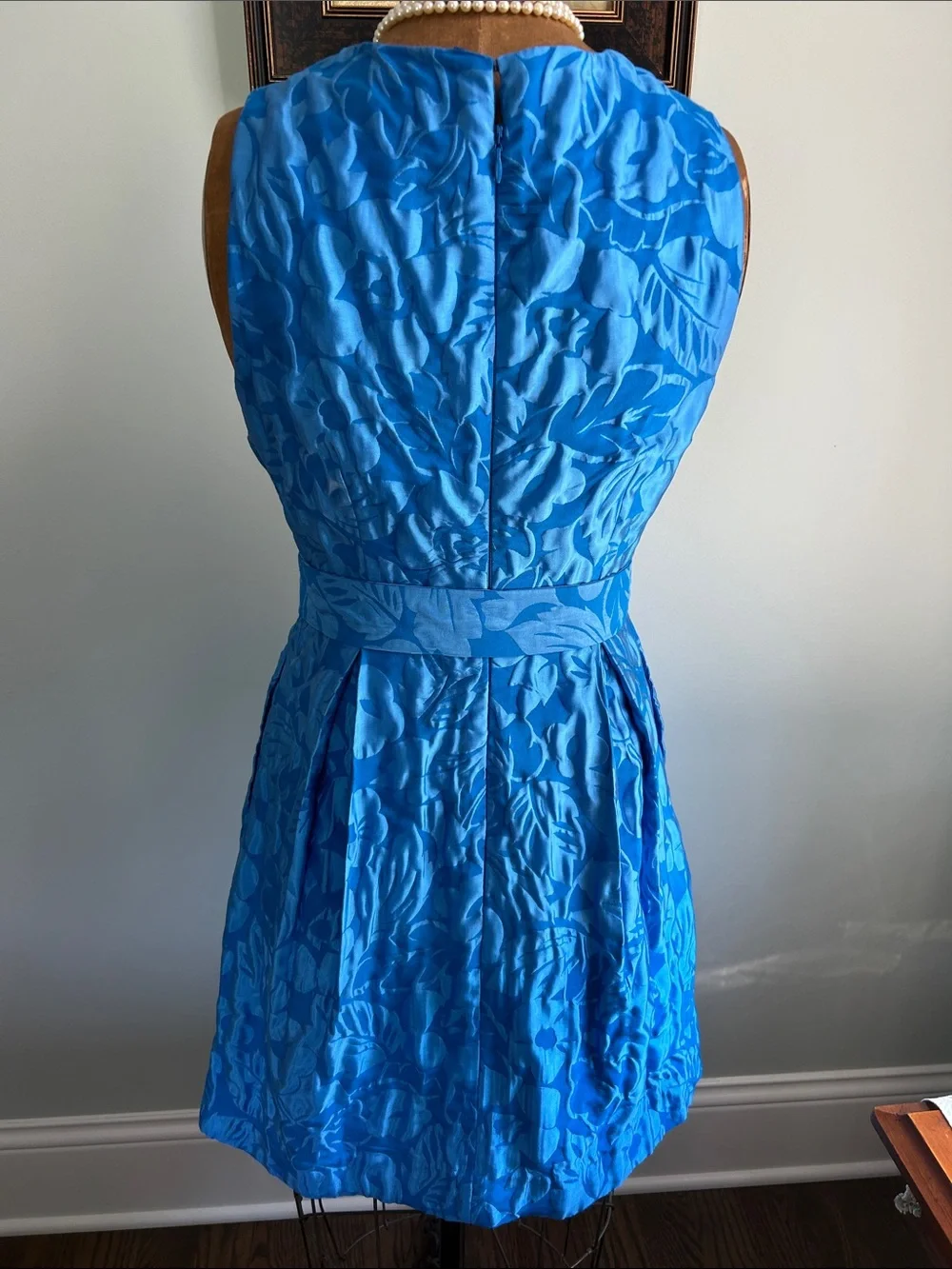 kate spade Blue Floral Textured Sleeveless Dress